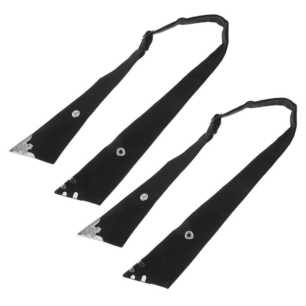 Bow Tie Pre Tied - 2個セット ブラッククロスボウタイ 男女兼用 調節可能な布製プレタイネクタイ 学校制服 仕事