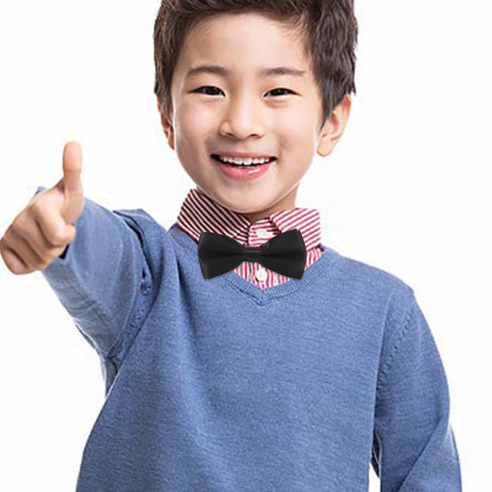 黒のキッズ用蝶ネクタイ、調節可能、既製品、無地、男の子、幼児 - Bow Tie Pre Tied のレビューと価格