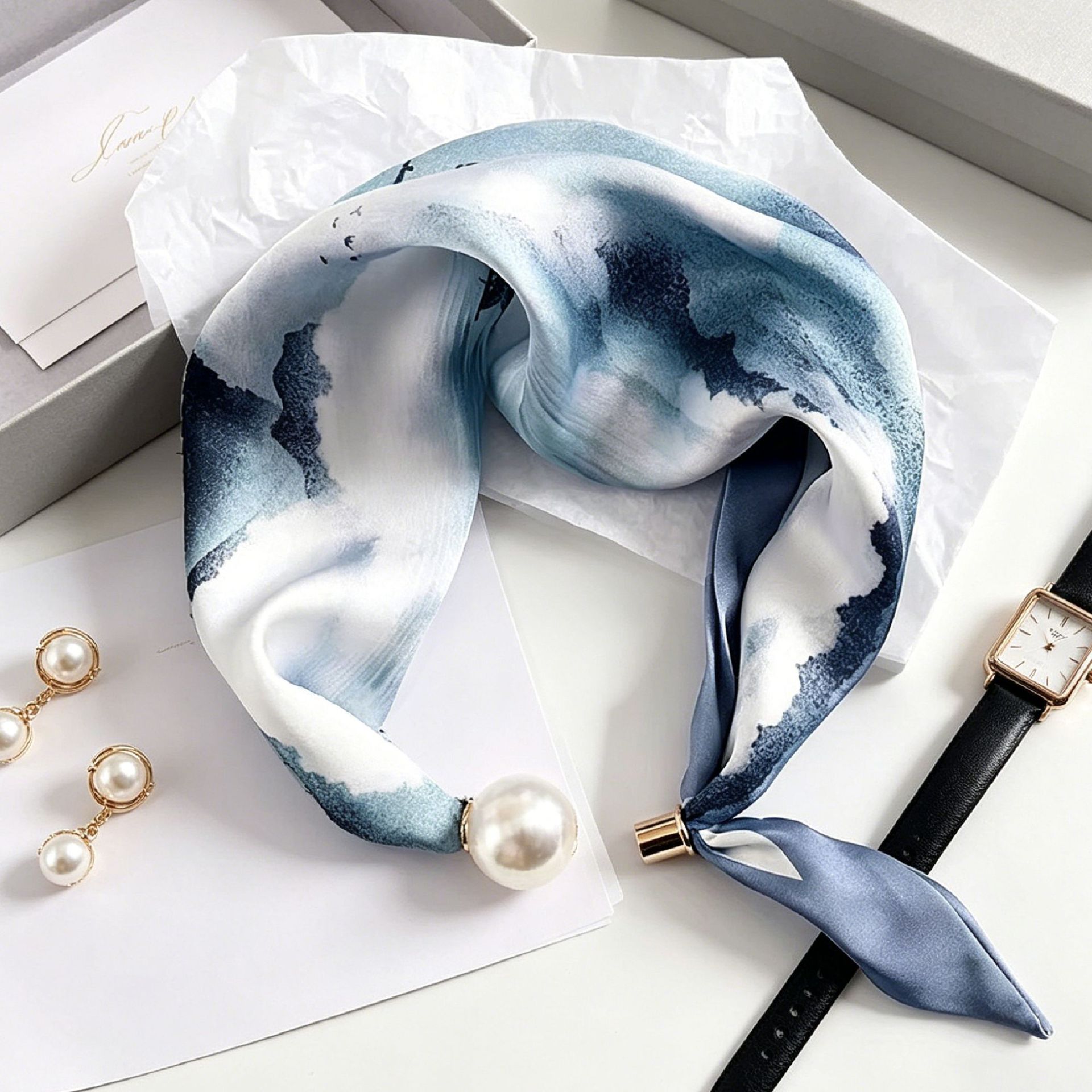 新しいペイズリープリントパールテール磁気クラスプスカーフ女性 - Face Scarf Mask のレビューと価格
